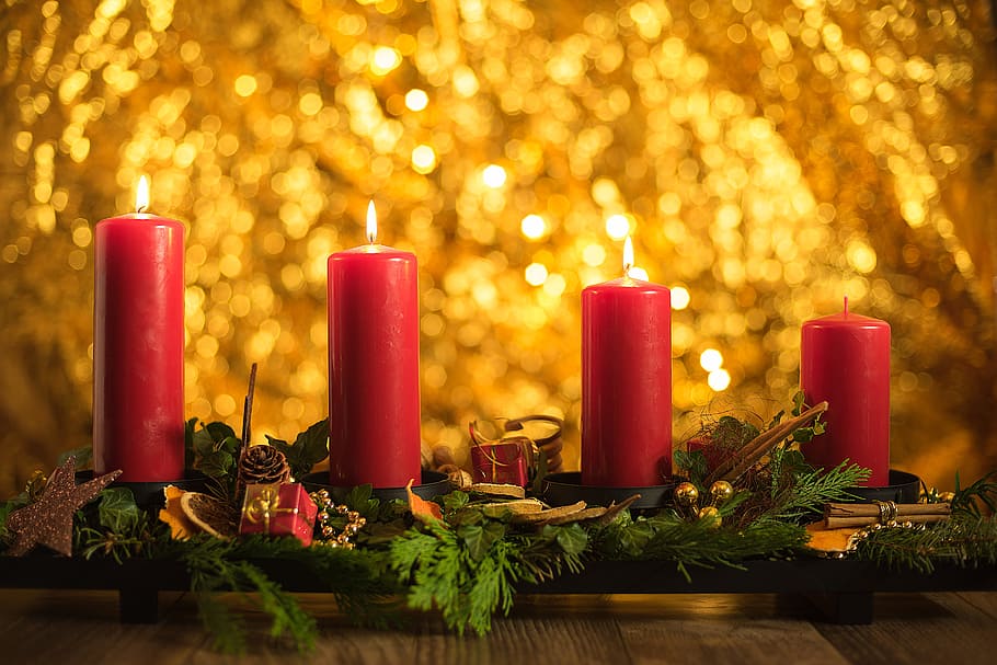 candlelight, contemplative, advent arrangement, before christmas Free HD Wallpaper