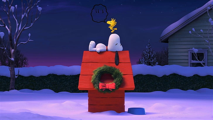 Charlie Brown Christmas Scenes, sleeping, christmas, show, wreath Free HD Wallpaper