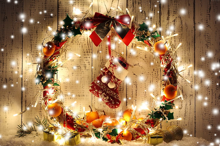 Christmas Wreath Decorating, new year, christmas, gift, wreath Free HD Wallpaper