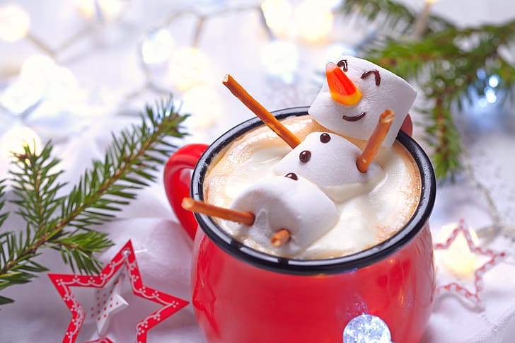 cup, marshmallows, marshmallow, new year Free HD Wallpaper