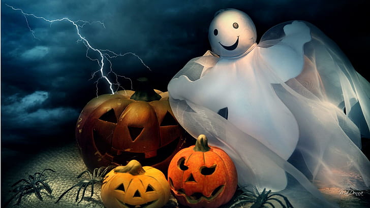 De Blob 2 Monster, lightning, spiders, halloween, whimsical Free HD Wallpaper