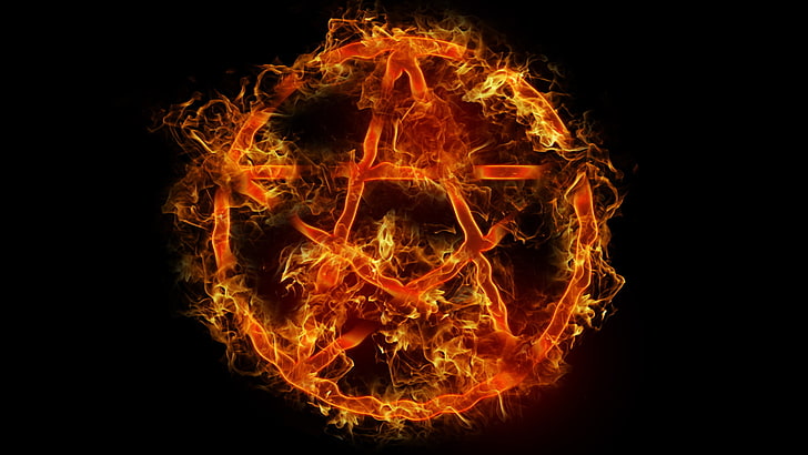 Devil Satan Demons, circle, exploding, yellow, night Free HD Wallpaper