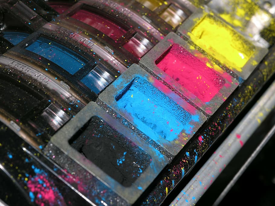 Digital Textile Printing Machine, indoors, splatter, night, print