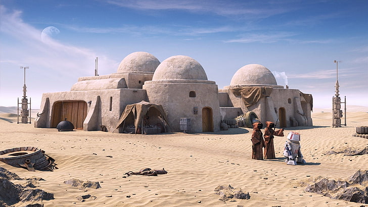 Endor Star Wars, tatooine star wars, jawa start wars, building, desert Free HD Wallpaper