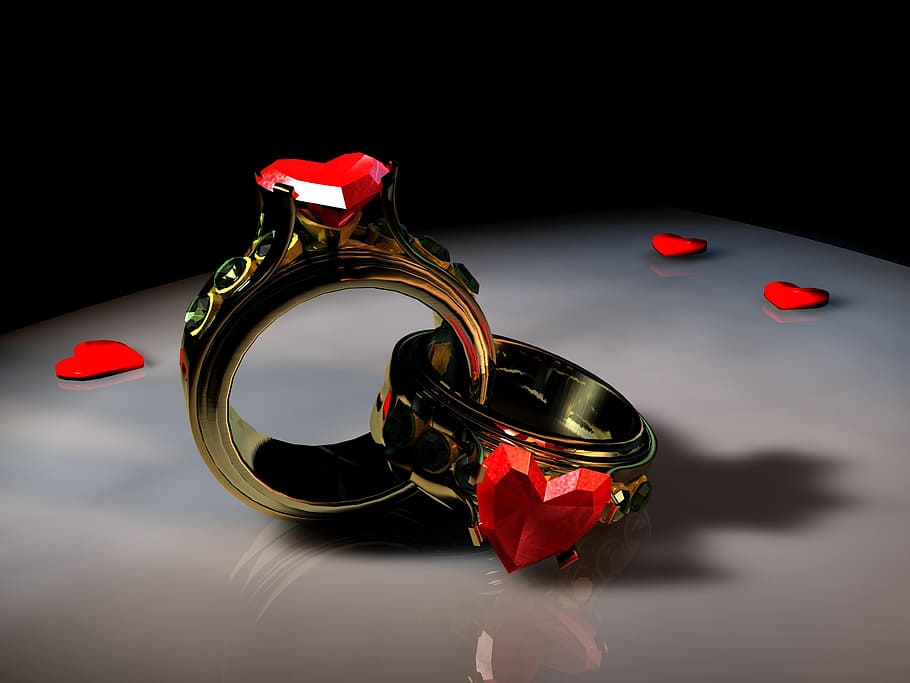 Engagement Rings Shapes, studio shot, together, rose  flower, connectedness Free HD Wallpaper