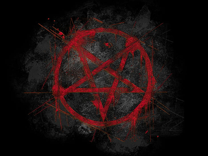 Evil Pentagram, red, pentagram, black