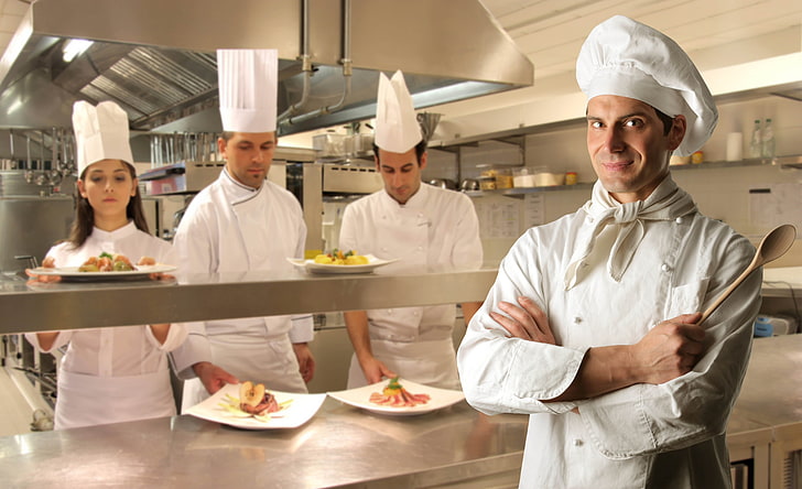 Food Manager Certificate, mature adult, group of people, chefs hat, working Free HD Wallpaper