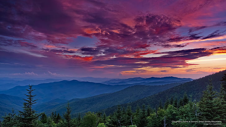 Free Smoky Mountains, national parks, clingmans, dome, sunset Free HD Wallpaper