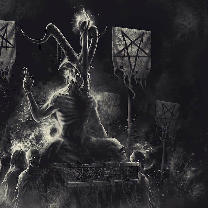 Goat Head Pentagram, satanism, devils, pentagram Free HD Wallpaper