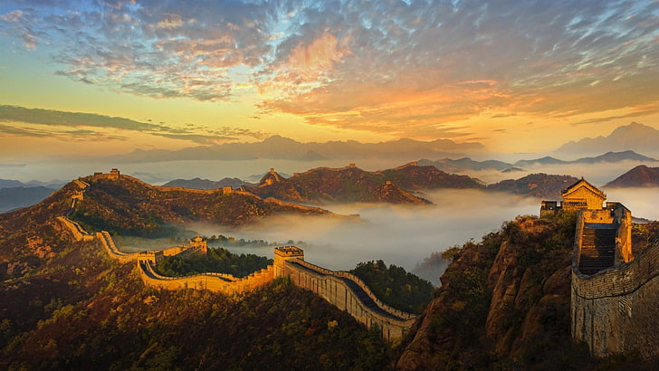 Great Wall of China Timeline, landscape, mountain range, horizon, misty