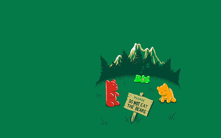 green, simple, mountain, humor Free HD Wallpaper