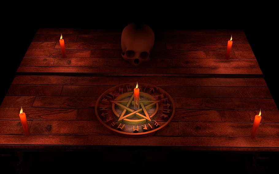 Grimoire Book, illuminated, nature, mystic, candlestick holder Free HD Wallpaper