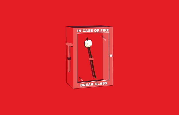 In Case of Emergency Break Glass Box, marshmallows, minimalism, humor Free HD Wallpaper