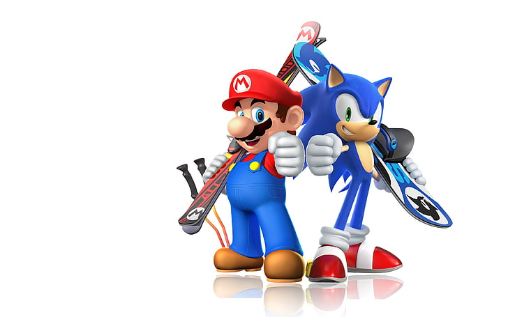 Mario and Sonic All Characters, studio shot, large group of objects, human representation, white background Free HD Wallpaper