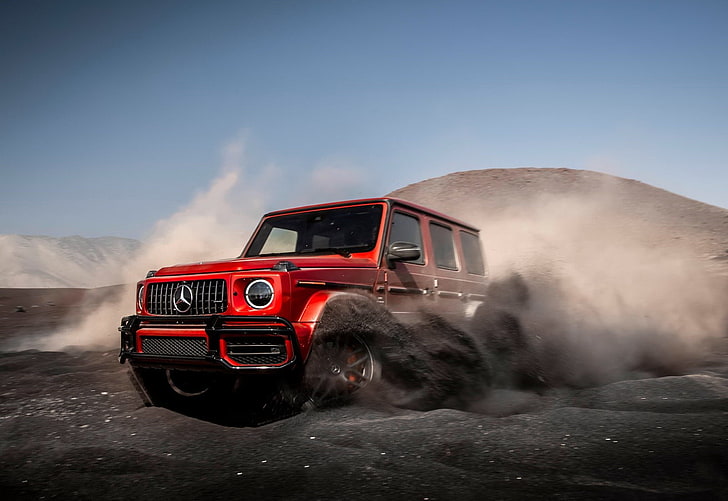 Mercedes G63 AMG Interior 2019, copy space, motion, car, red Free HD Wallpaper