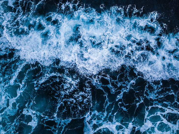 Ocean Surface Waves, deep, high angle view, splashing, flowing