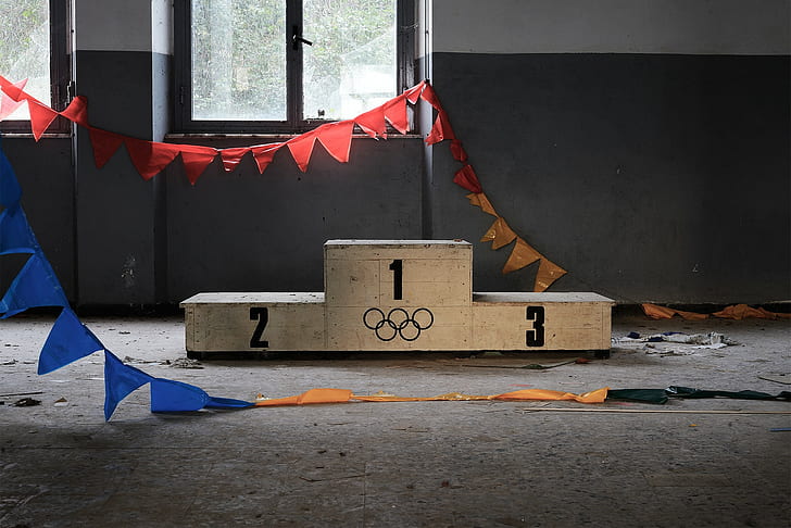 Olympic Winners Podium, abandoned, olympics, stages, on the floor Free HD Wallpaper