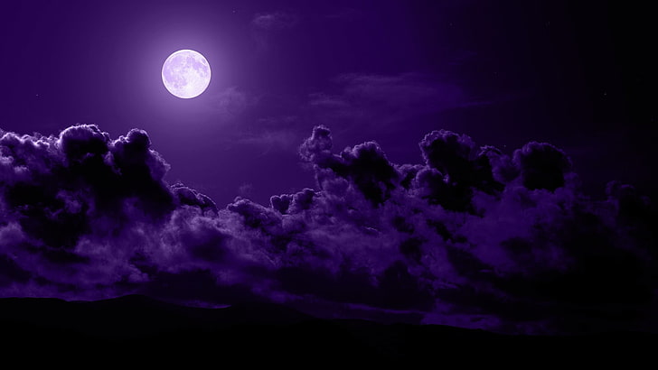 Purple Moon Flowers, astronomy, dramatic sky, deep, beauty in nature Free HD Wallpaper