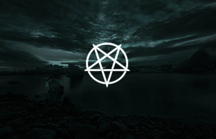 Satanic Pentagram, pentagram, landscape, dark