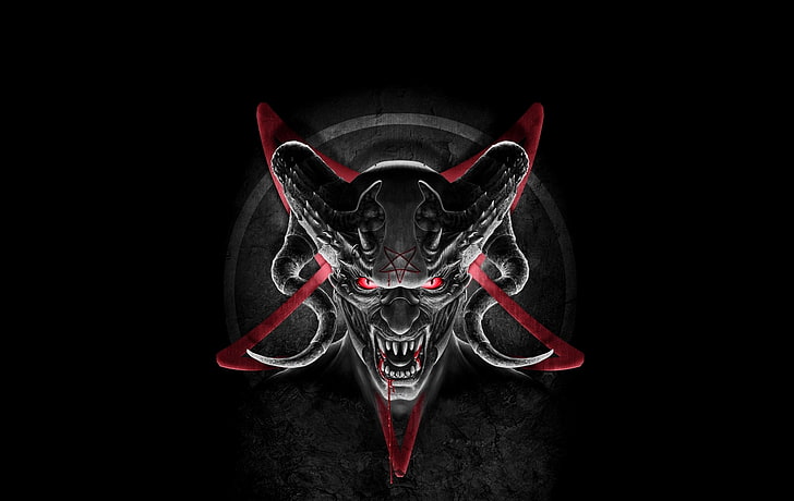 Skull Dark Art Cool, illustration, fantasy, black background, aggression