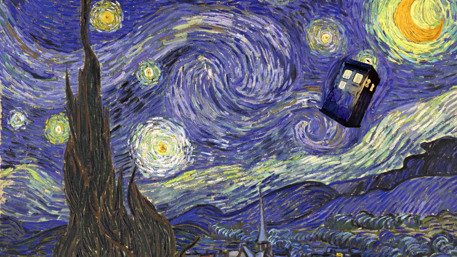 Sunflowers Van Gogh, doctor who, tardis