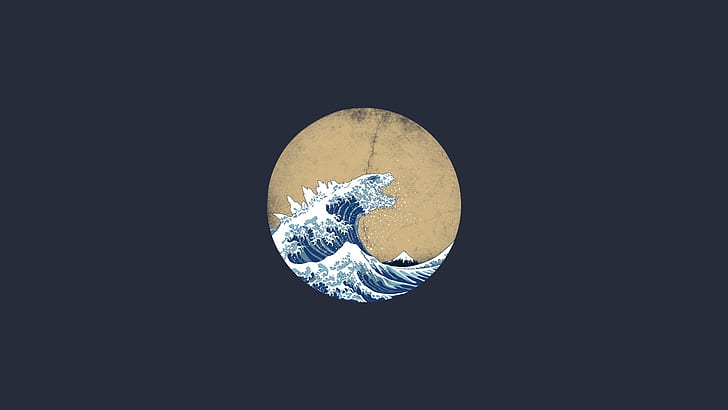 The Starry Night, off, godzilla, Kanagawa, the great wave off kanagawa Free HD Wallpaper