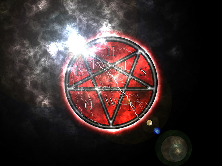 White Pentagram, gothic, shape, red, sphere