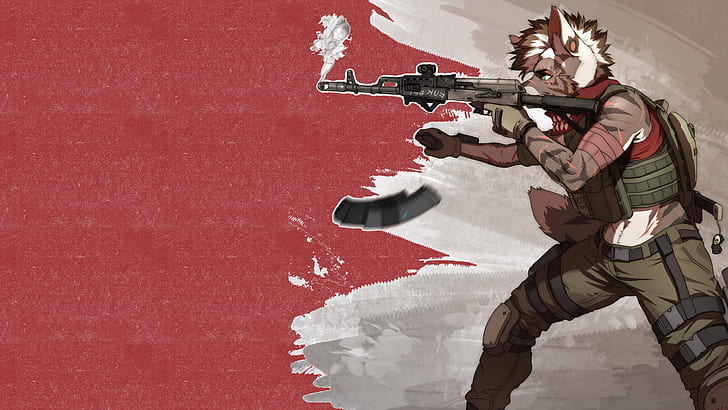 2560X1440 Gun, anime, furry, ak47, military Free HD Wallpaper