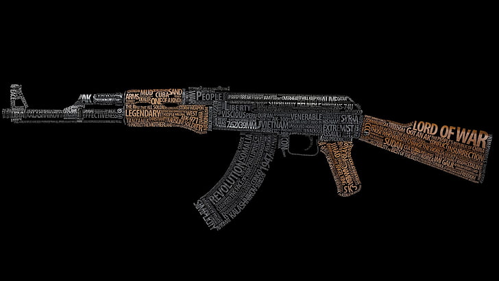 AK-47 2D, no people, indoors, handgun, protection Free HD Wallpaper