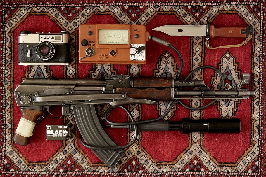 AK-47 Rifle History, disaster, photo camera, metal, radiometer Free HD Wallpaper