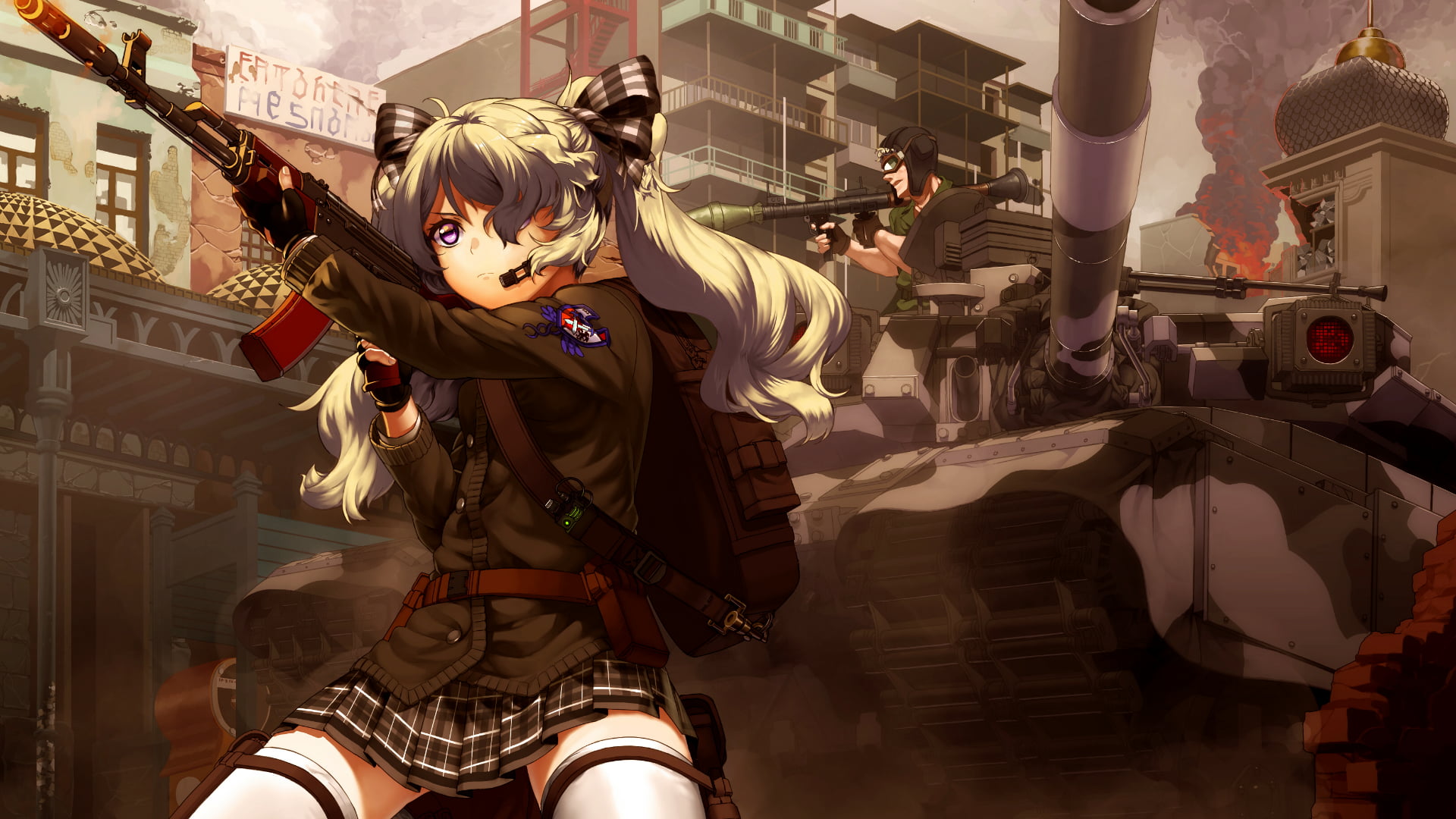 Anime Girl Characters with Guns, fantasy, lifestyles, original characters, ak47