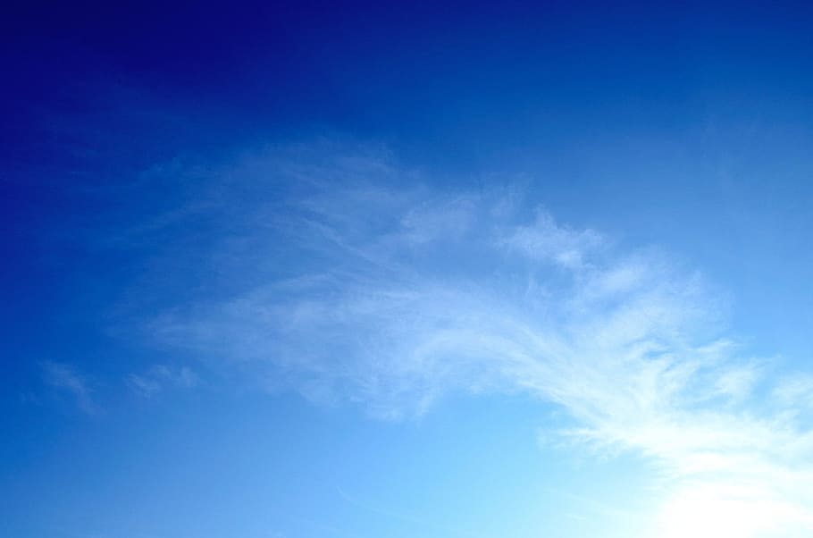 Blue Skies No Clouds, moody sky, wispy, cloud  sky, beauty in nature Free HD Wallpaper