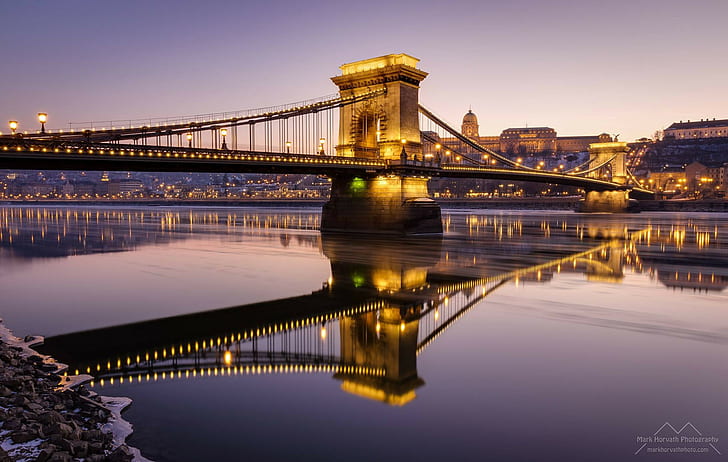 Budapest at Night, hungary, budapest, chain bridge, danube Free HD Wallpaper