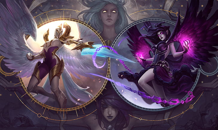 chains, glowing eyes, mural, morgana league of legends Free HD Wallpaper