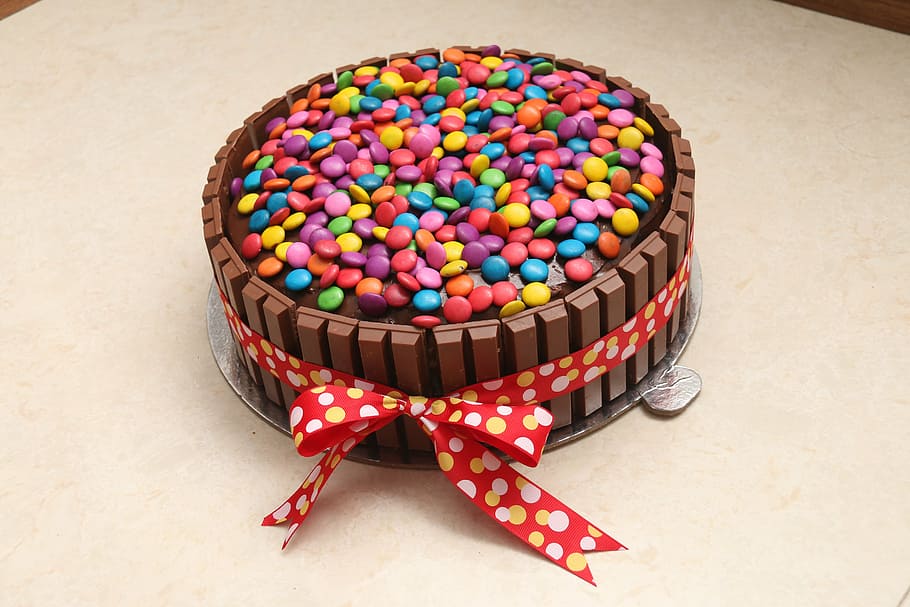 Chocolate Ganache Birthday Cake, food, food and drink, multi colored, decoration Free HD Wallpaper