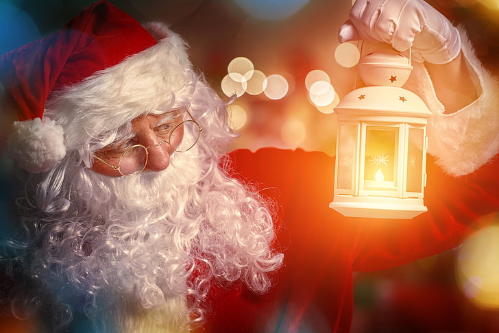 Christmas Candy, hat, glasses, santa, coat Free HD Wallpaper