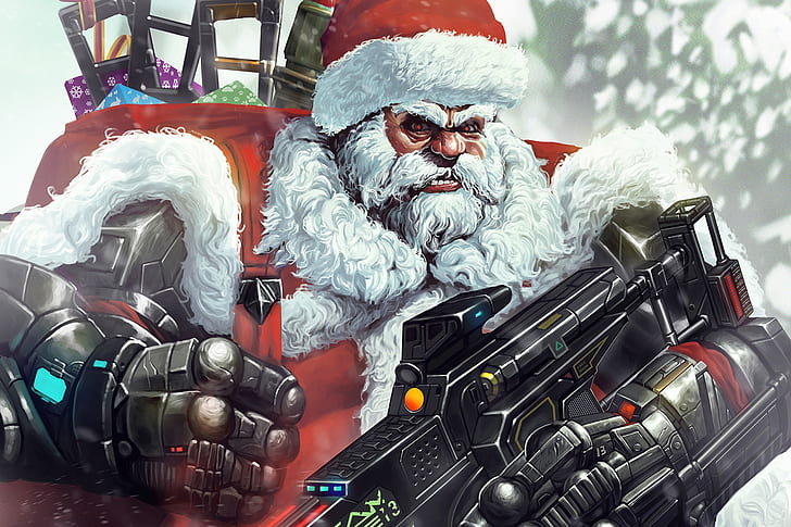 Cyber Santa, illustration, merry christmas and happy new year, santa, character Free HD Wallpaper