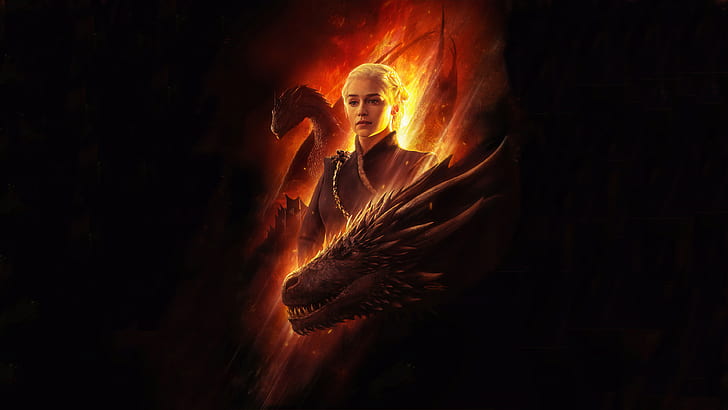 Daenerys Dragon Birth, emilia clarke, fire, game of thrones, artwork Free HD Wallpaper