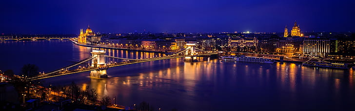 Donau River, szechenyi, danube, bridge, river Free HD Wallpaper