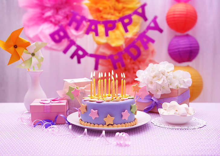 Double Layer Cake, Birthday, birthday, Happy, happy Free HD Wallpaper