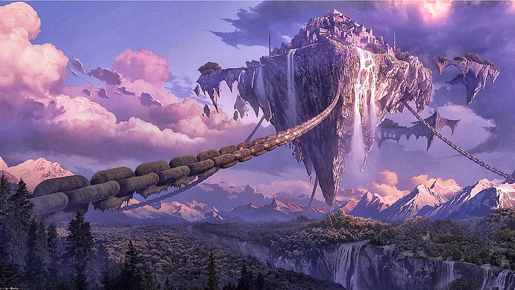 Epic Anime Pics, mountain, floating island, online, sword Free HD Wallpaper