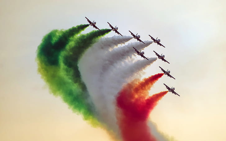 fighter jets, green, smoke, indian air force Free HD Wallpaper