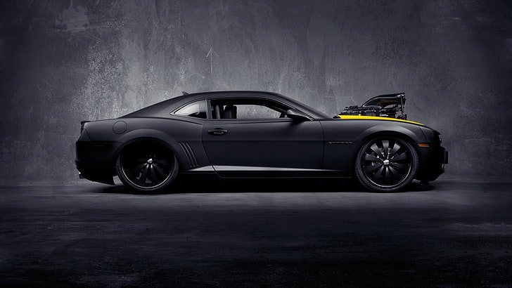 Flat Black Camaro, travel, black color, no people, vignette Free HD Wallpaper