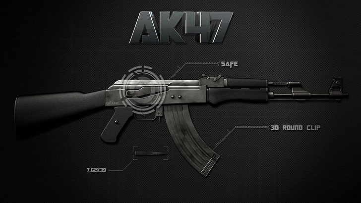 Gold Guns AK-47, nature, weapons, art, fields Free HD Wallpaper