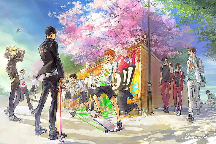 Haikyuu Ships, tree, ooikawa tooru, people, haikyuu Free HD Wallpaper