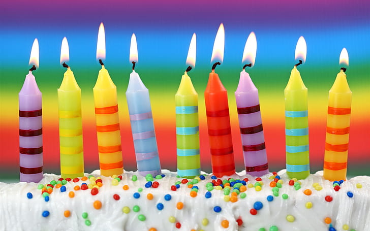 Happy Birthday Candle Fire, colorful, candles, birthday, sweet Free HD Wallpaper