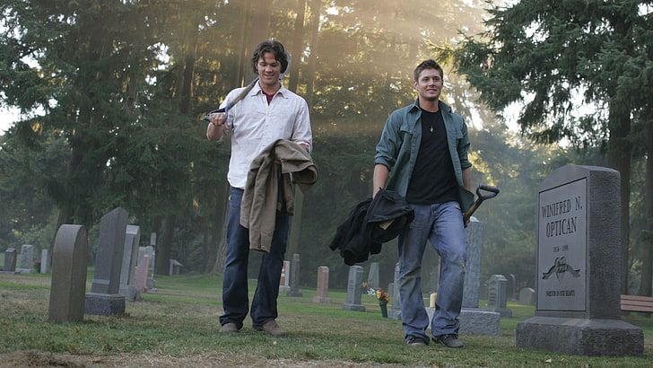 Happy Sam and Dean, teamwork, caucasian ethnicity, sam, grass Free HD Wallpaper