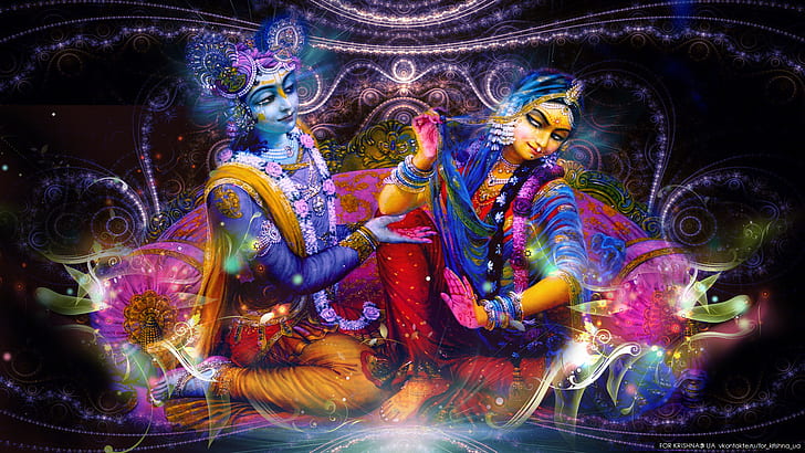 Krishna Artwork, krishna, hinduism, 1920x1080, radha