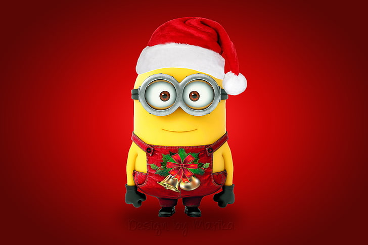 Minion Christmas, portrait, copy space, toy, xmas Free HD Wallpaper