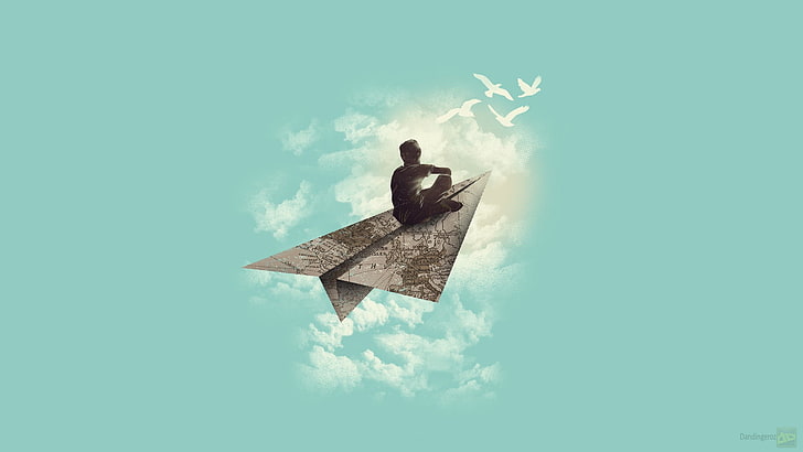 Paper Airplane Glider, digital composite, full length, communication, business